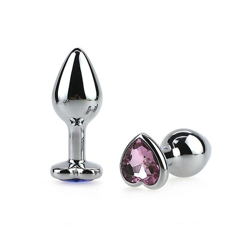 Heart-Shaped Jewel Stainless Steel Anal Plug by BDStyle - Rabbit Vibrators