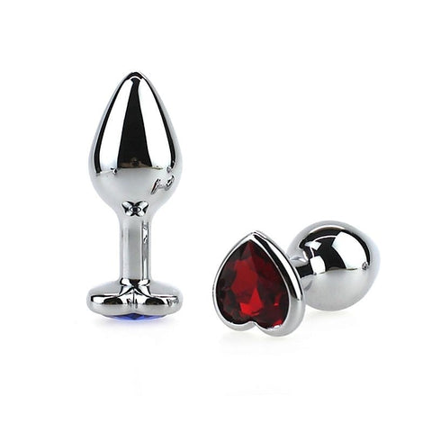 Heart-Shaped Jewel Stainless Steel Anal Plug by BDStyle - Rabbit Vibrators