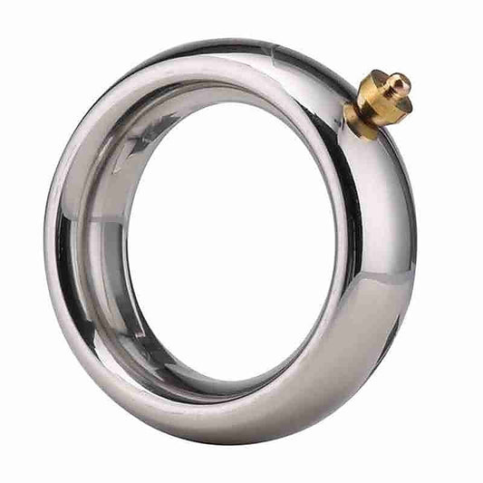 Electric Shock Lead Me Stainless Steel Cock Ring - Electro Sex