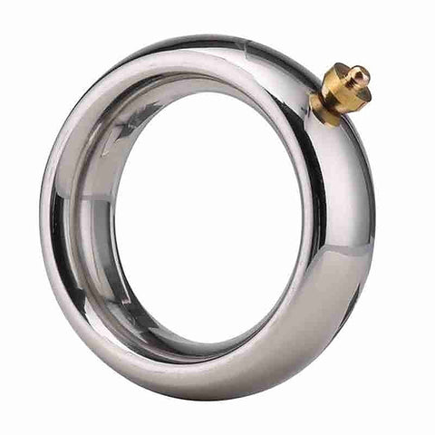 Electric Shock Lead Me Stainless Steel Cock Ring - Electro Sex
