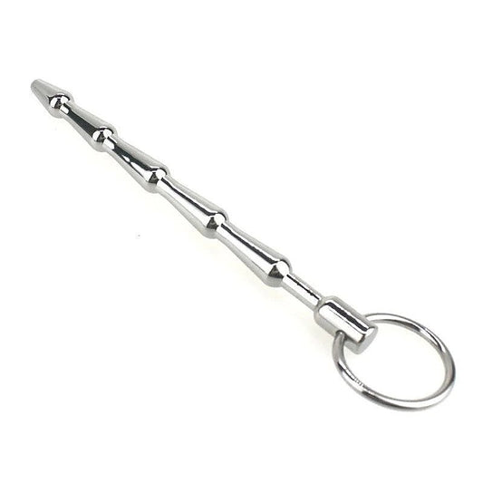 Tiered Metal Plug with Pull Ring - Penis Plugs