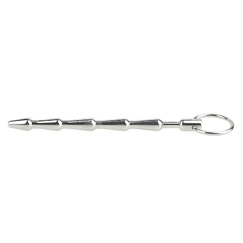 Tiered Metal Plug with Pull Ring by BDStyle - Penis Plugs
