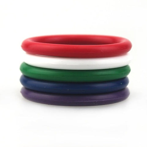 Rainbow Silicone Pleasure Cock Rings 5 Pack by BDStyle - Cock Rings