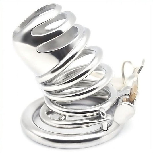 Gourdie Steel Cock Cage With Anti-falling Ring - Male Chastity