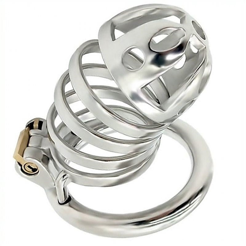 Captivated Stainless Steel Locking Chastity Cage by BDStyle - Male Chastity