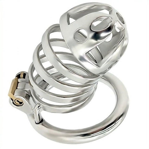 Captivated Stainless Steel Locking Chastity Cage by BDStyle - Male Chastity