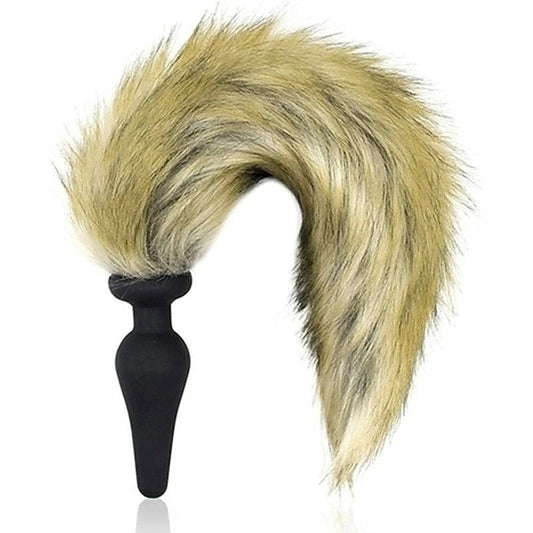 Silicone Anal Plug With Faux Yellow Fox Tail - Prostate Toys