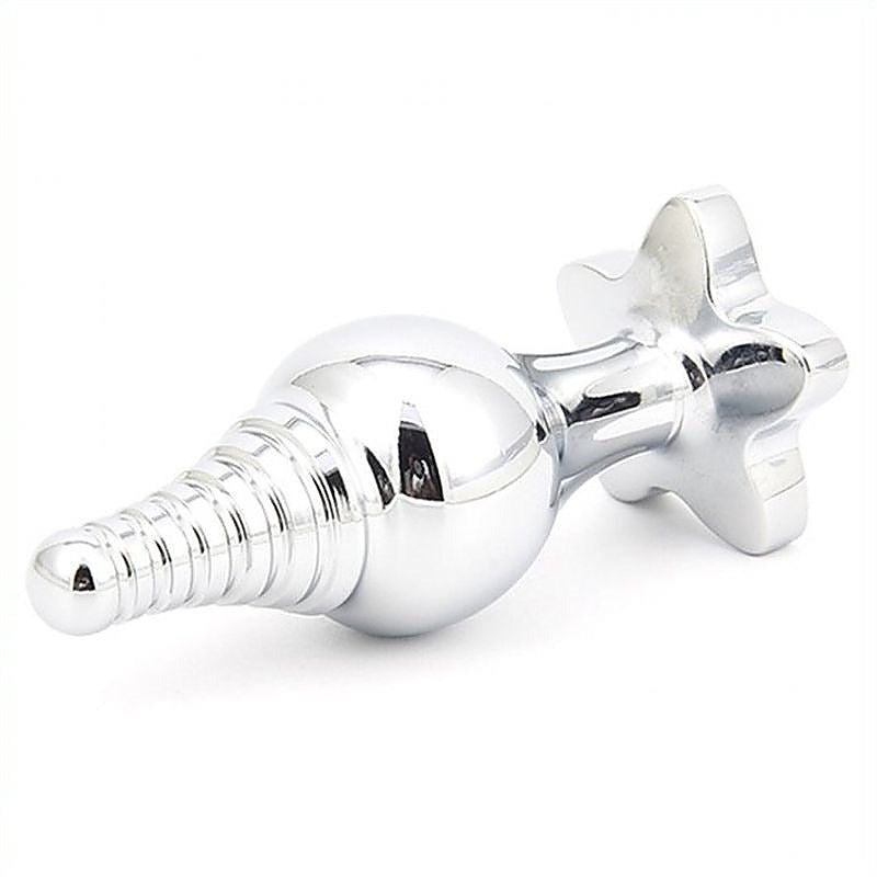 Cusp Head Butt Plug With Leaf Bling by BDStyle - Steel Sex Toys