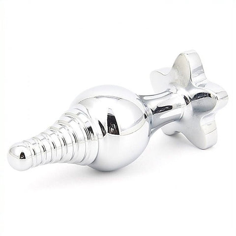Cusp Head Butt Plug With Leaf Bling by BDStyle - Steel Sex Toys