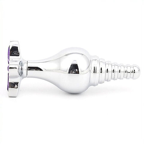 Cusp Head Butt Plug With Leaf Bling by BDStyle - Steel Sex Toys