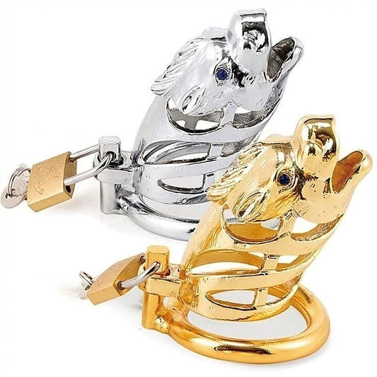 Chinese Zodiac Cock Cage - Horse - SILVER - Male Chastity
