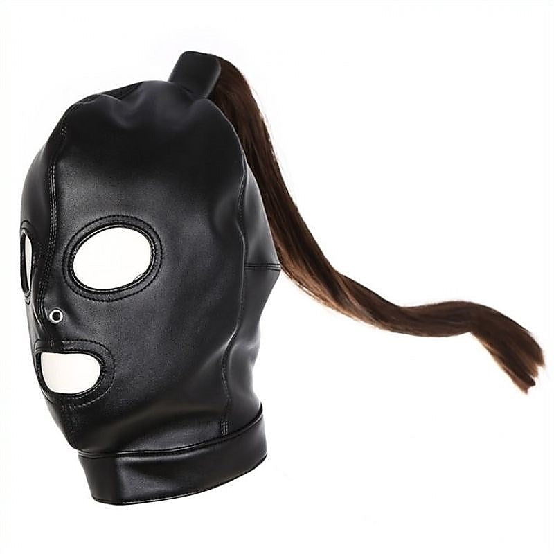 Premium Bondage Hood With Pony Tail by BDStyle - Bondage Hoods