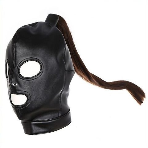 Premium Bondage Hood With Pony Tail by BDStyle - Bondage Hoods
