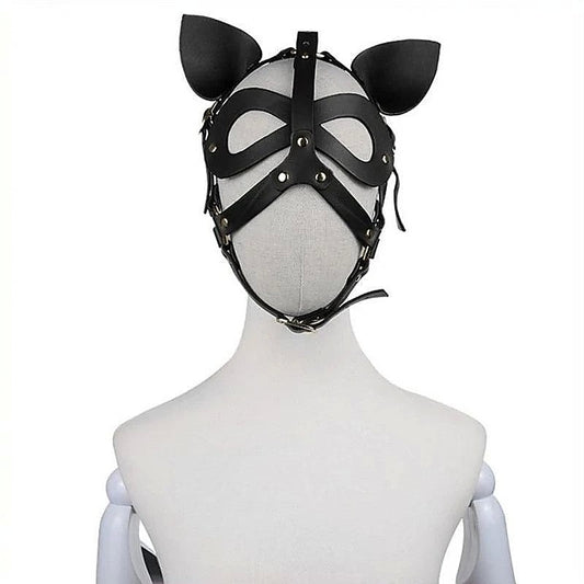 Bondage Leather Cat Mask With Ears