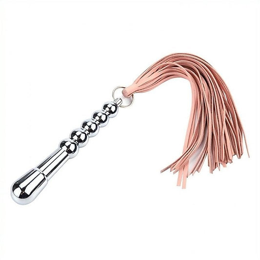 Metal Dildo Handle with Leather Whip - Whips And Crops