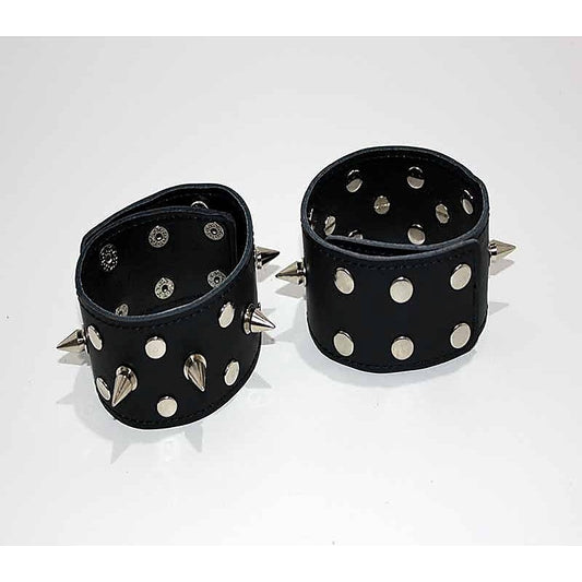 Spiked Leather Ankle Cuffs With Studs