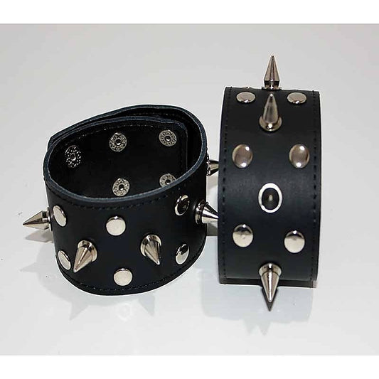 Spiked Leather Ankle Cuffs With Studs