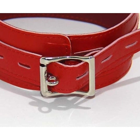 Faux Leather Collar Adjustable Red Thick by BDStyle - Collars and Leads
