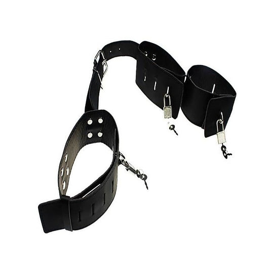 BDSM Gear Leather Cuffs & Collar - Cuffs and Restraints