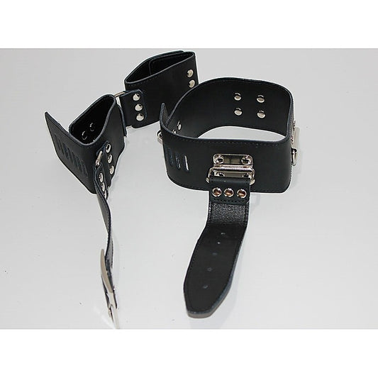 BDSM Gear Leather Cuffs & Collar - Cuffs and Restraints