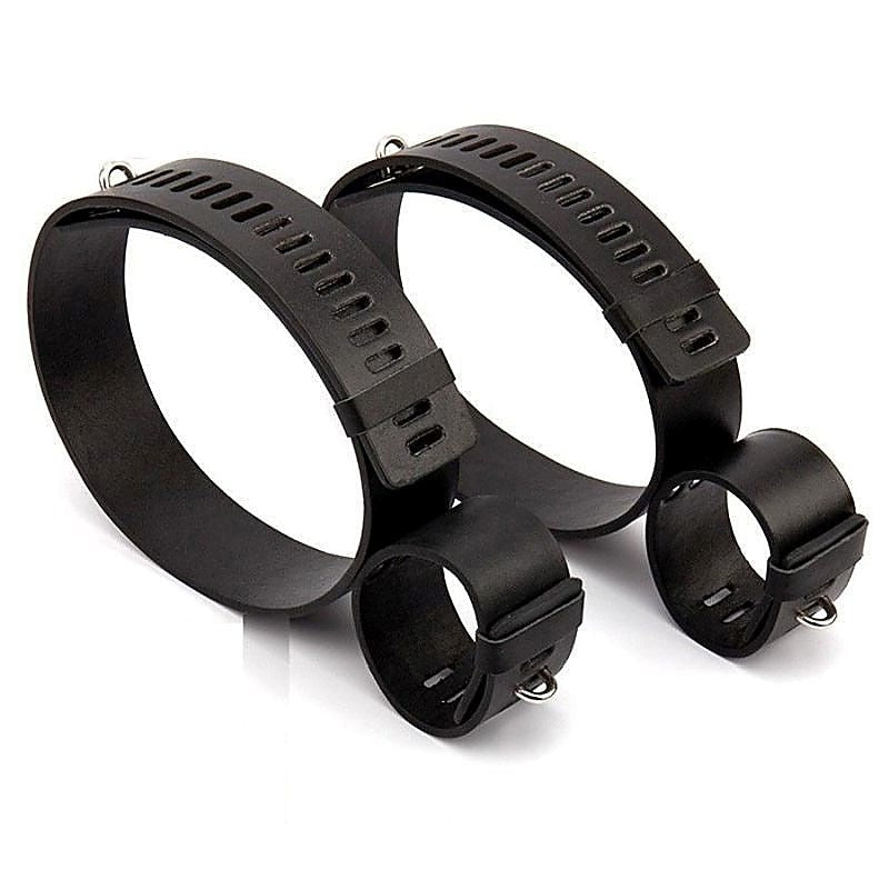 Wrist & Thigh Faux Leather Restraints by BDStyle - Cuffs and Restraints