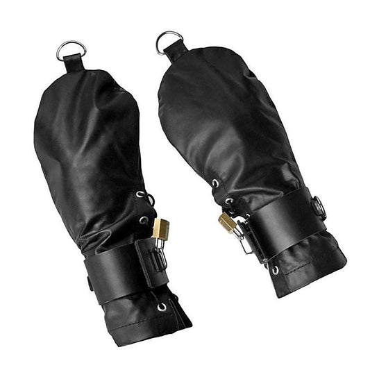 Lace Up Leather Mitts with Wrist Cuffs