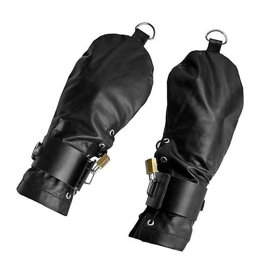 Lace Up Leather Mitts with Wrist Cuffs