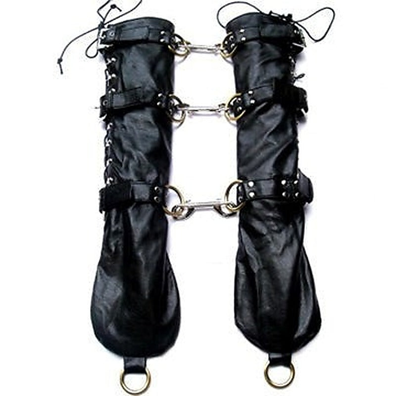 Bondage Leather Opera Gloves - Wigs and Gloves