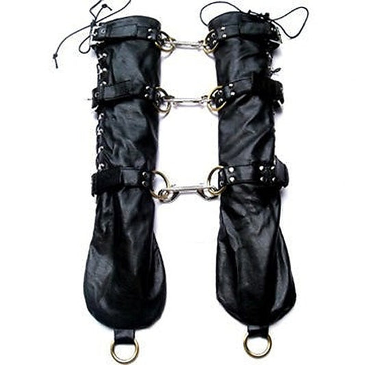 Bondage Leather Opera Gloves - Wigs and Gloves