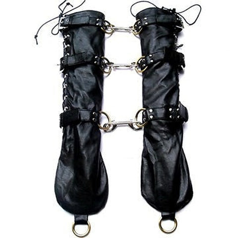 Bondage Leather Opera Gloves - Wigs and Gloves