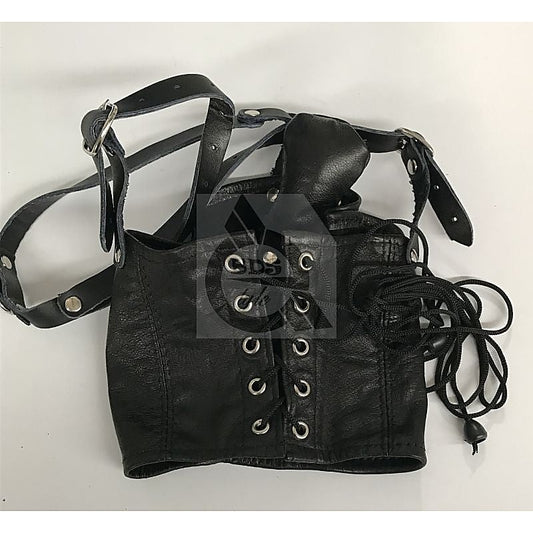 Leather Neck Corset Harness with Stuffer Gag - Bondage Gags and Bits