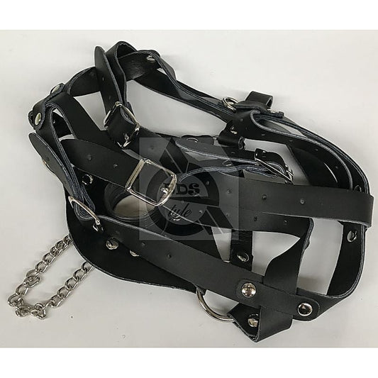 Leather Head Harness Gag with Stopper by BDStyle - Bondage Gags and Bits