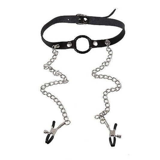 O-Ring Gag with Nipple Clamps Light