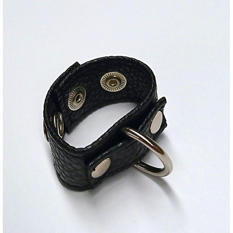 Tight Leather Cock Ring with D-Ring by BDStyle - Cock Rings