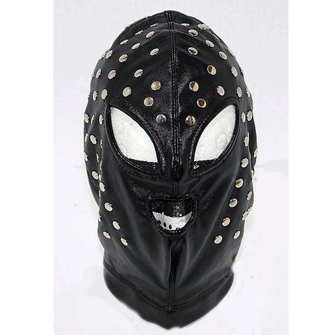 Premium Extreme Leather Hood Studded by BDStyle - Bondage Hoods