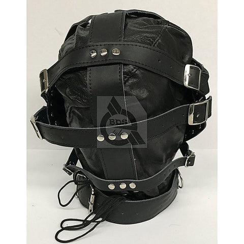 Sensory Deprivation Hood Studded Leather by BDStyle - Bondage Hoods