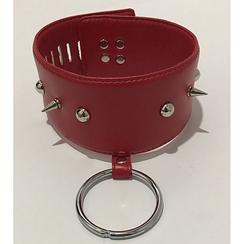 Spiked Bondage Collar Metal O Ring by BDStyle - Collars and Leads