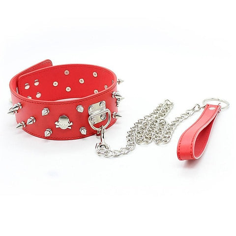 Flat Head Collar Lockable With Full Spikes by BDStyle - Anal Beads and Balls