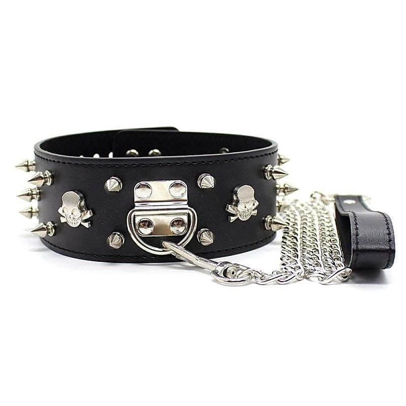 Flat Head Collar Lockable With Full Spikes by BDStyle - Anal Beads and Balls