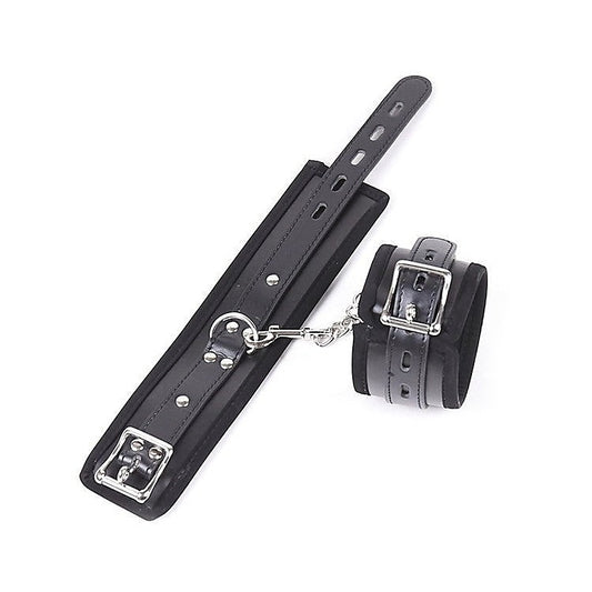 Buckler Faux Leather Cuffs With Chain