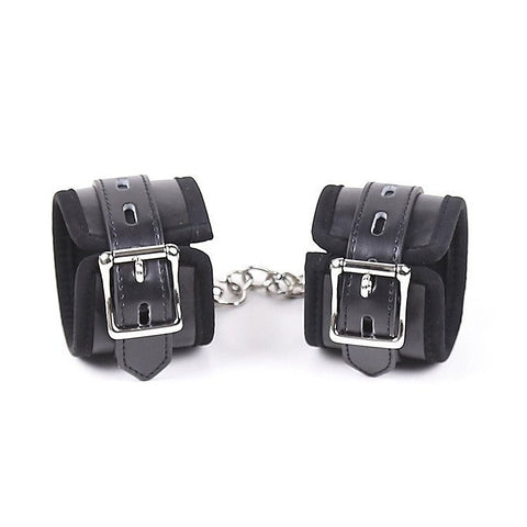 Buckler Faux Leather Cuffs With Chain