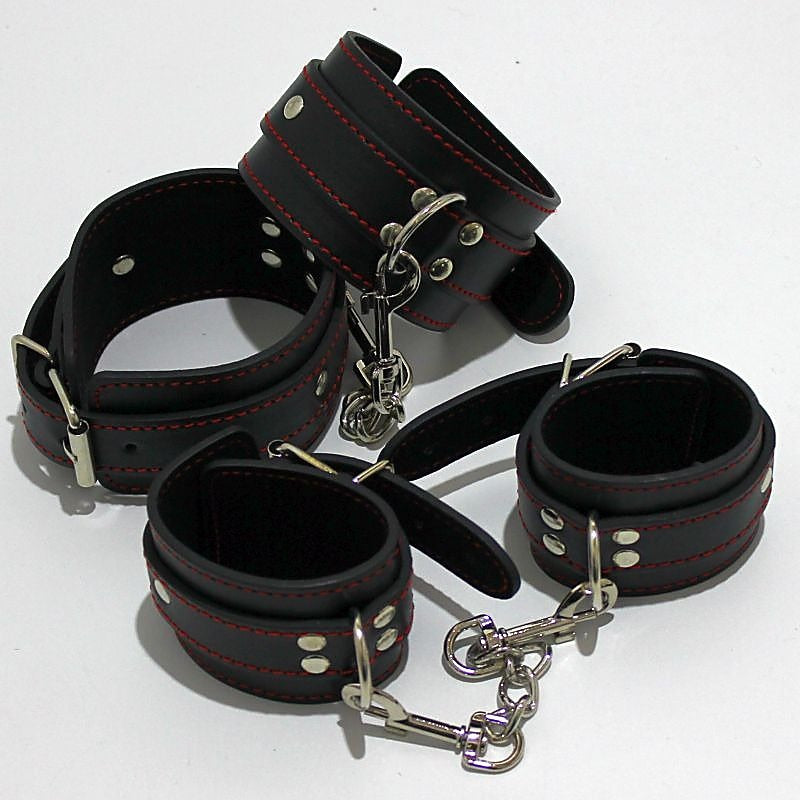 Faux Leather Bondage Wrist and Ankle Restraints by BDStyle - Cuffs and Restraints