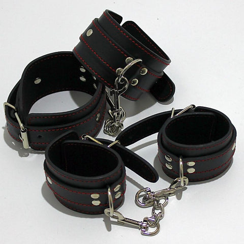Faux Leather Bondage Wrist and Ankle Restraints by BDStyle - Cuffs and Restraints