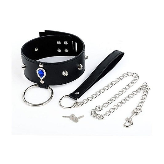 Blunt Spike Bondage Collar with Leash - Collars and Leads