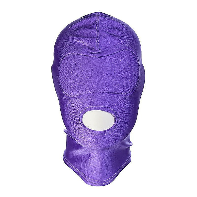 Spandex Open Mouth Hood With Padded Blindfold - Bondage Hoods