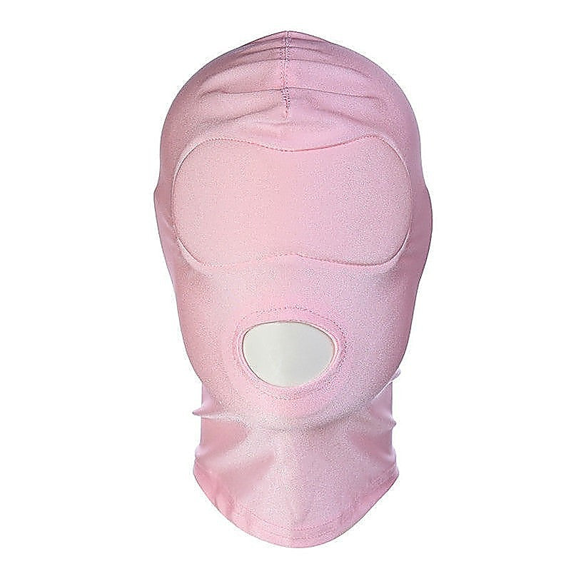 Spandex Open Mouth Hood With Padded Blindfold - Bondage Hoods