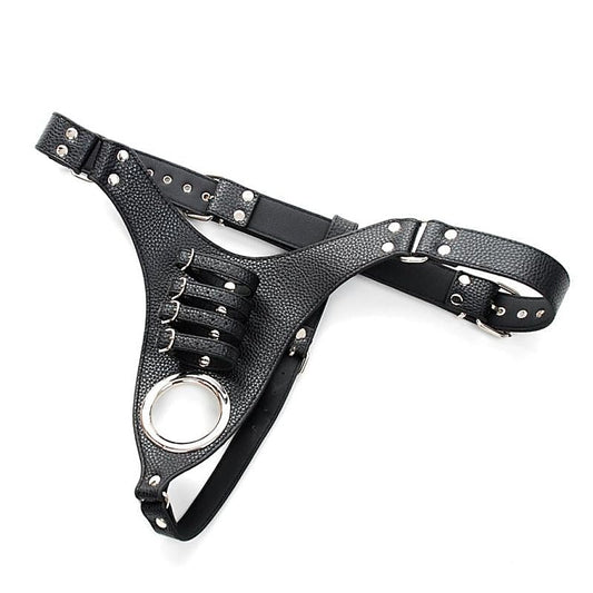 Strict Leather Harness with 4 Penile Straps by BDStyle - Male Chastity