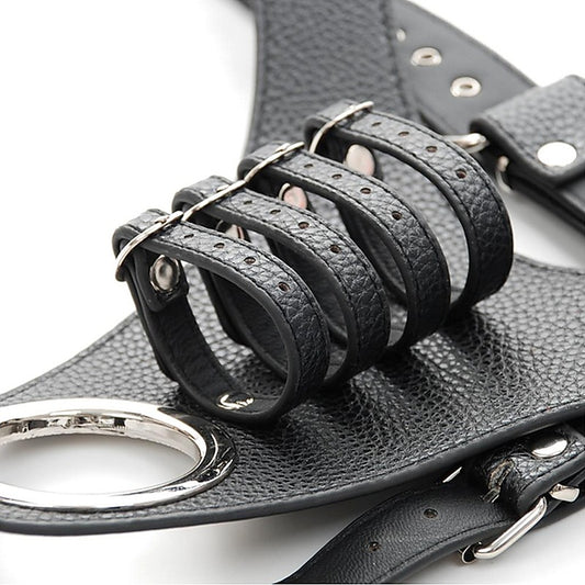 Strict Leather Harness with 4 Penile Straps by BDStyle - Male Chastity