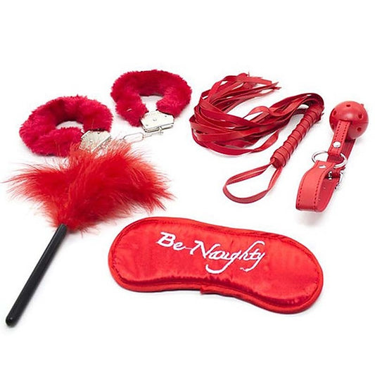 Red Lovers Metal Cuffs Restraint Kit 5 Piece