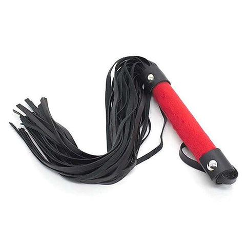 Downy Fetish Play Whip Black And Red - Whips And Crops